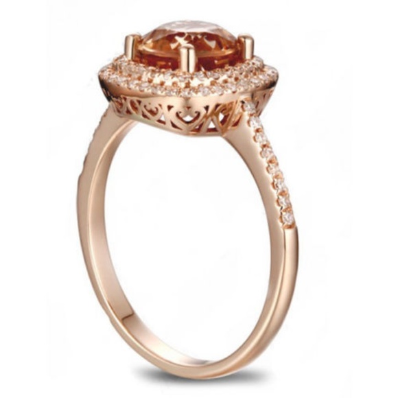 Rose Gold Filled Round Cut Champagne Crystal New - Picture 2 of 5